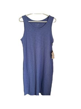 ESCAPE HABITAT clothes BAJA BLUE tank dress cotton beachy coastal pockets S
